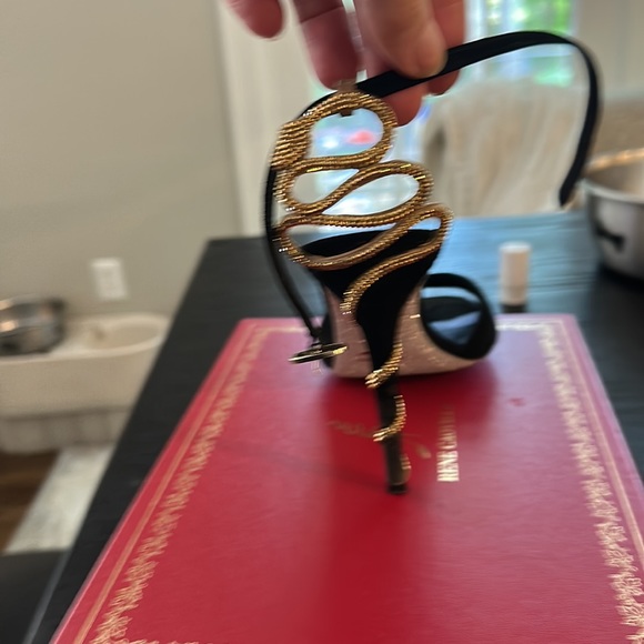 Snake (gold) detailed black heels by Caovilla - Picture 5 of 6